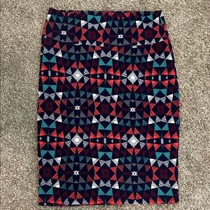 LULAROE Geometric Patterned Skirt - Red, Blue, White